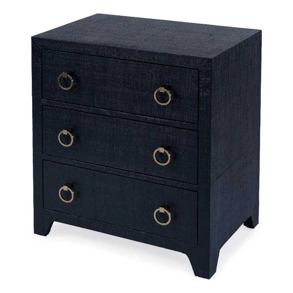 Navy Blue 3 Drawer Wooden Chest W74326
