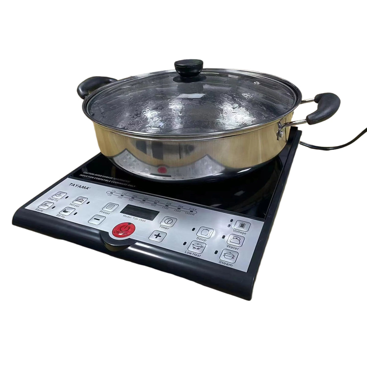 Black Single Burner Induction Cooktop with Cooking Pot E284493