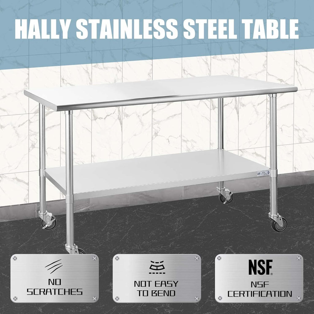 Stainless Steel Table 30 x 60 Inches with Caster Wheels R36181