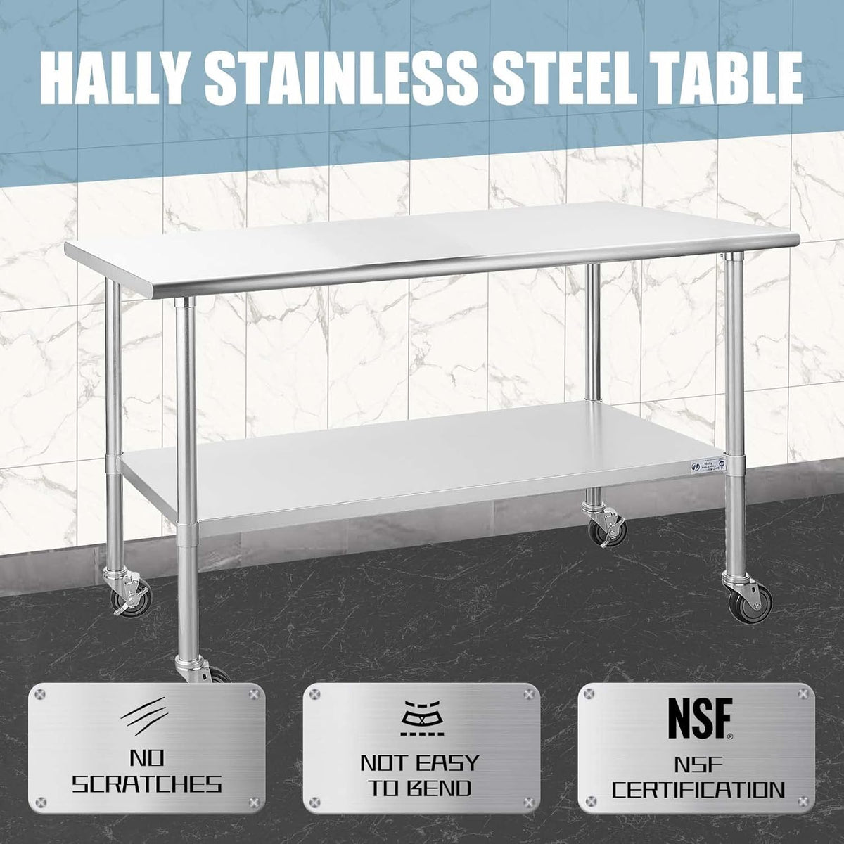 Stainless Steel Table 30 x 60 Inches with Caster Wheels R36181