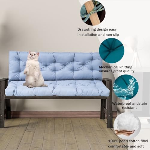 Waterproof Porch Swing Cushion with Backrest and Ties (40 * 60 in) H81654