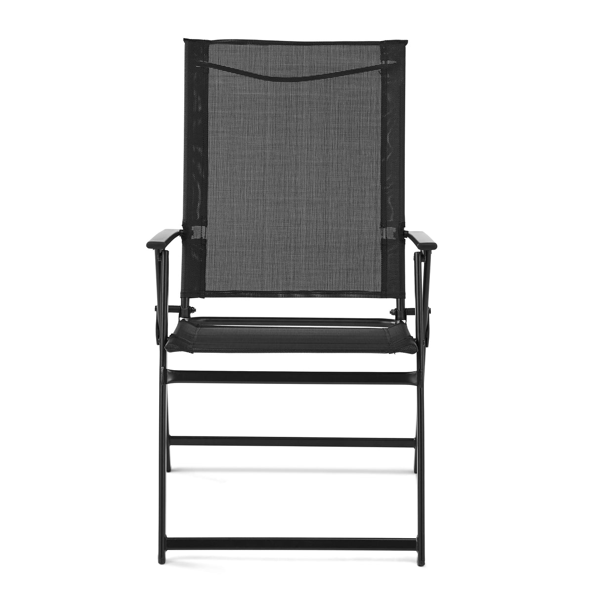 Black Steel and Sling Folding Outdoor Patio Armchair Set of 2 E530201