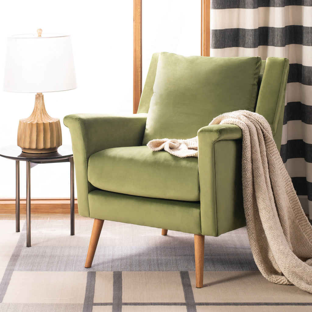 Olive Velvet Arm Chair Y2092