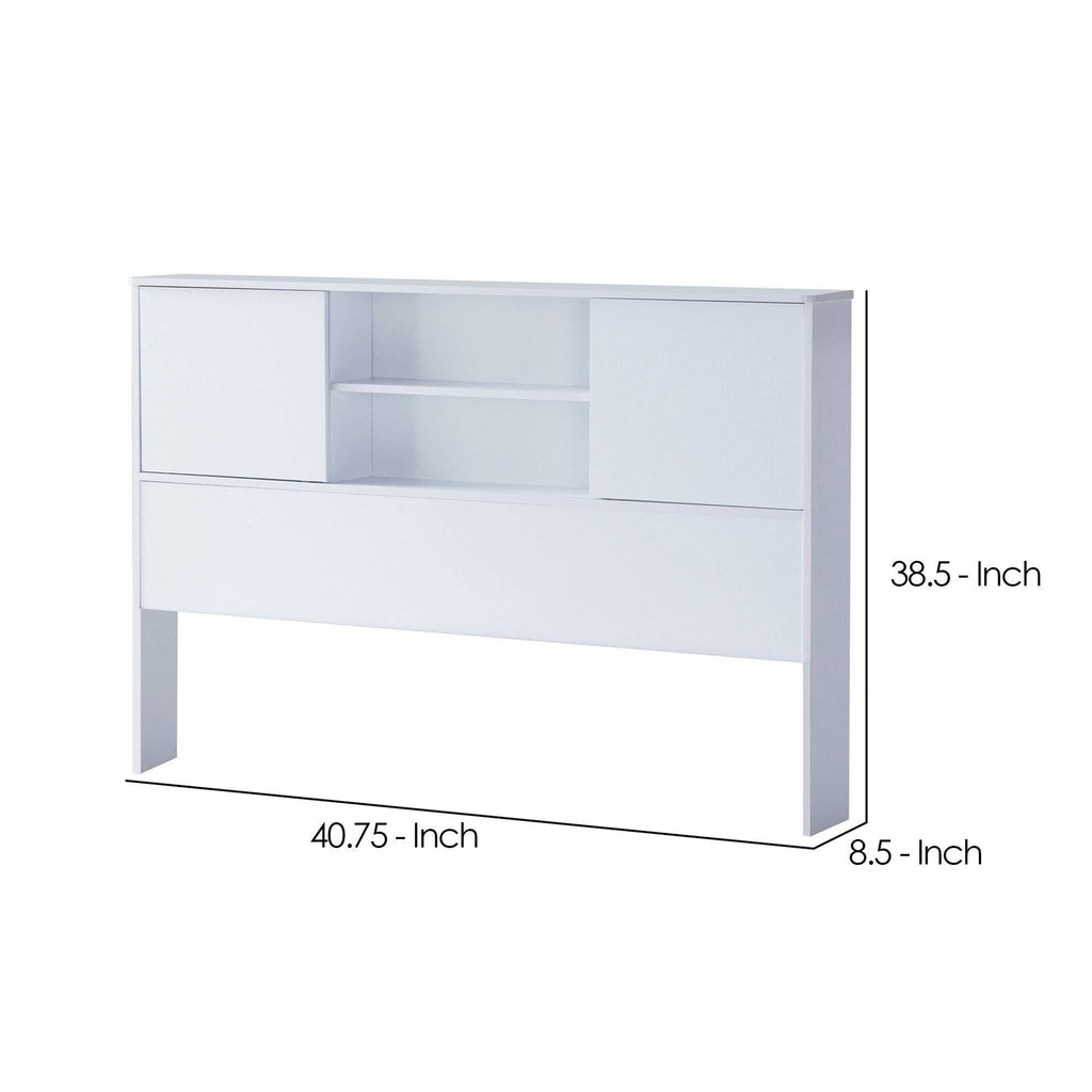 White Twin Bookcase Headboard with 2 Open Cubbies G531103