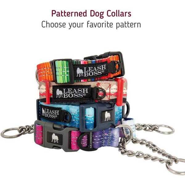 Patterned Reflective Chain Martingale Dog Collar R285