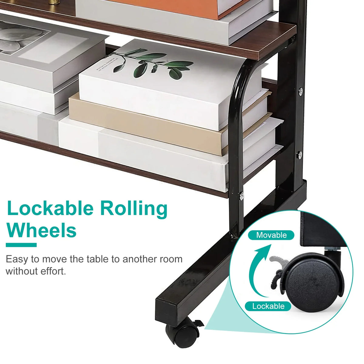 Height Adjustable Mobile Laptop Desk Cart with Lockable Wheels Z9263