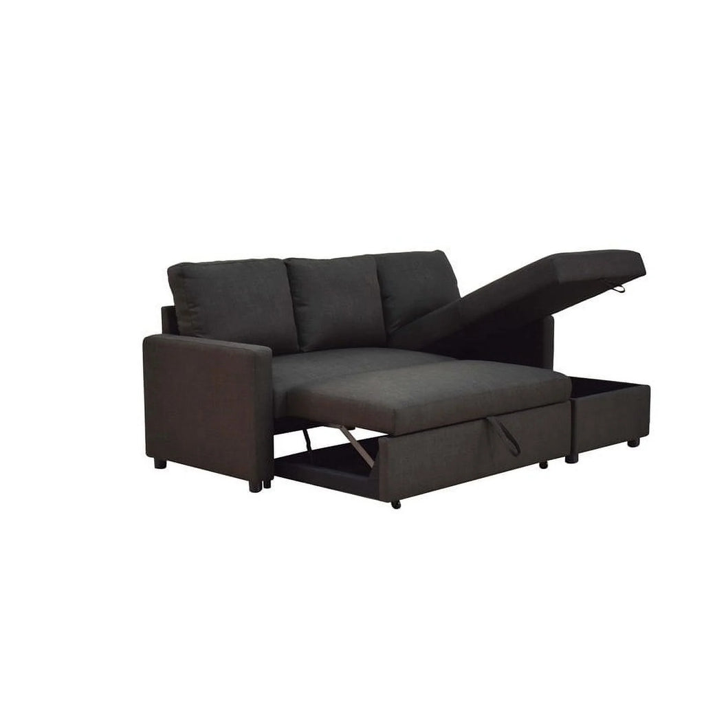 Charcoal Linen Sleeper Sectional Sofa X9383