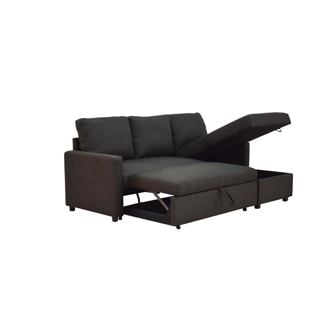 Charcoal Linen Sleeper Sectional Sofa X9383