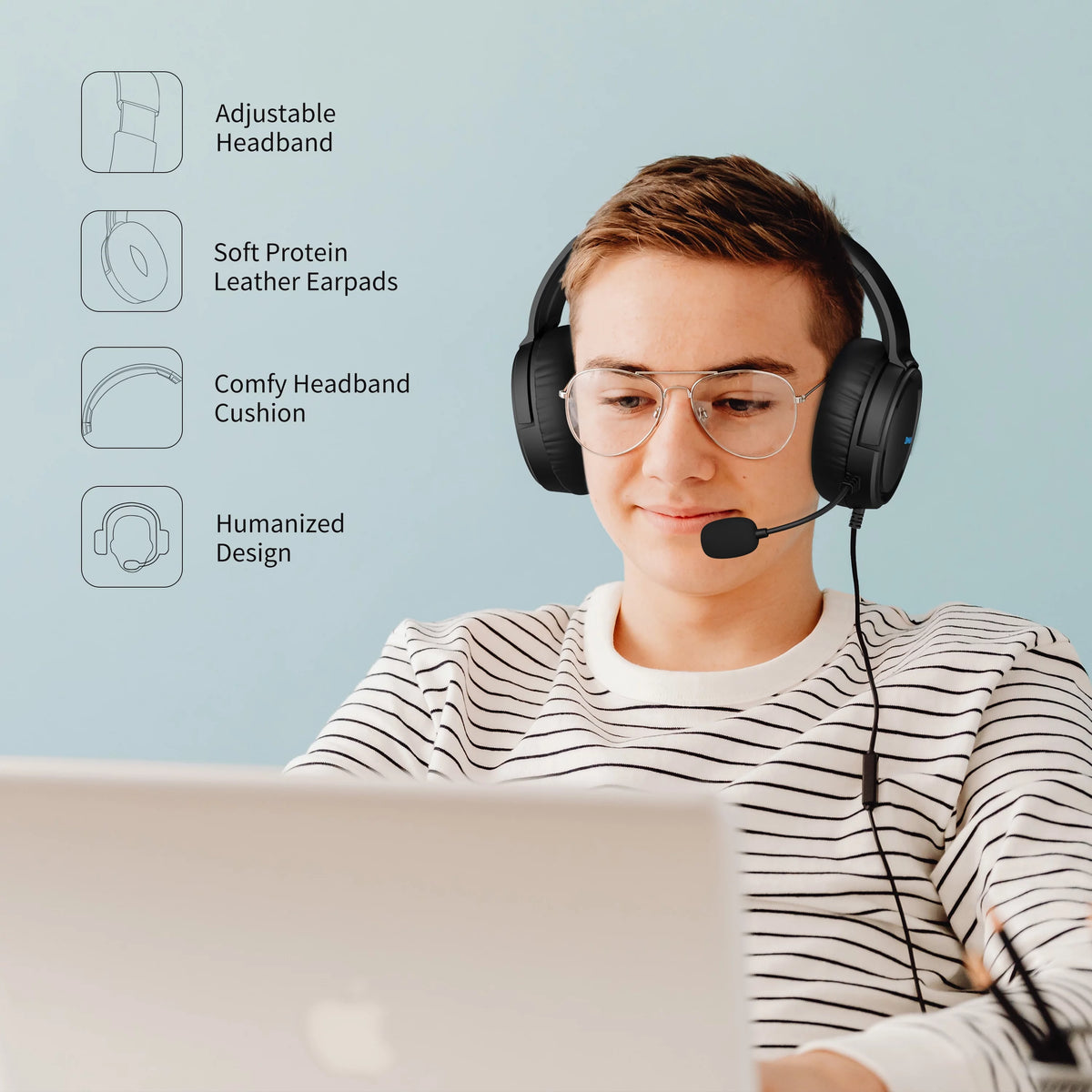 Blue Wired Headset with Mic V50933