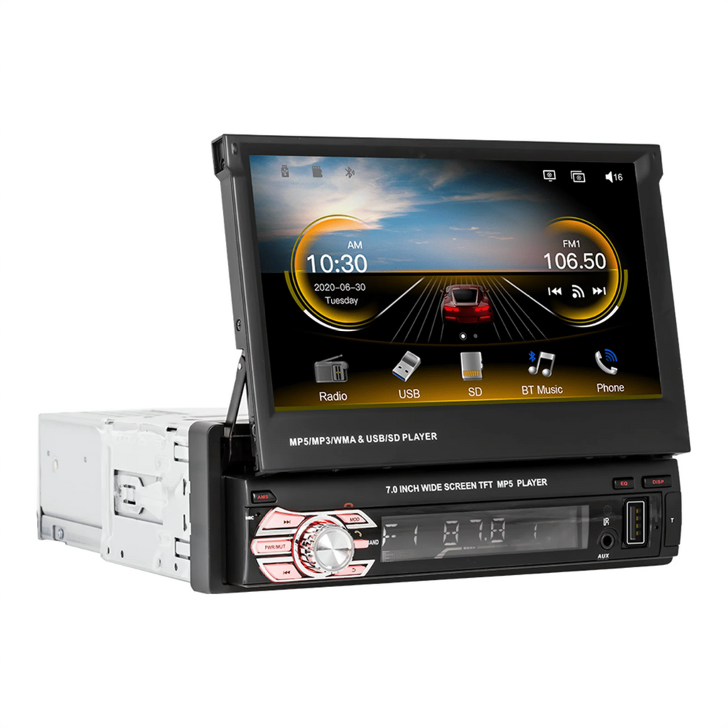 Single Din Car Stereo with Bluetooth Backup Camera 7Inch Flip Out Touch Screen Car Radio MP5 Player G269