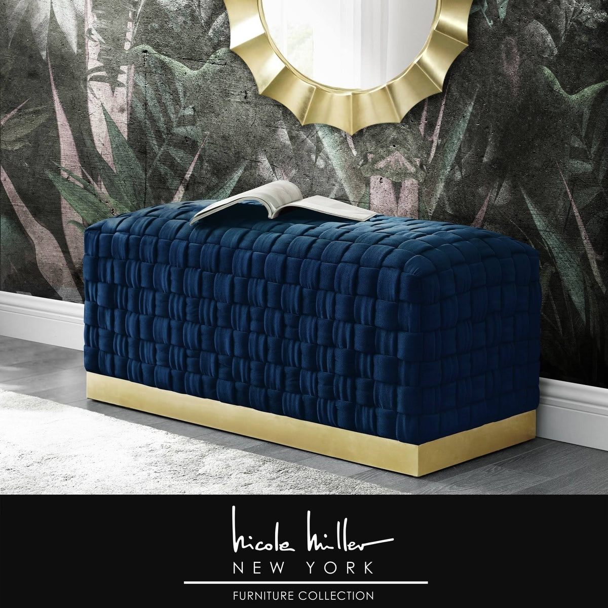 Lilac Gold Velvet Bench with Stainless Steel Base F53804