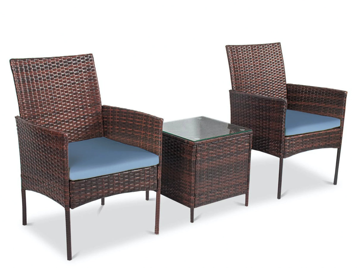 3 Piece Rattan Outdoor Furniture Set with Table U47186