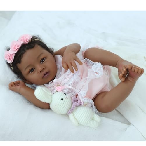 18-Inch Realistic Lifelike African American Handmade Doll A5949