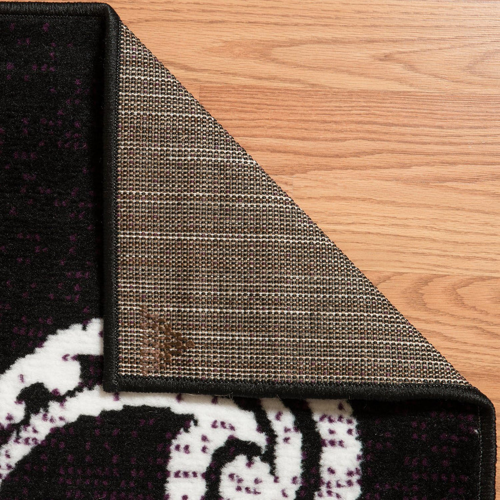 Plum Polypropylene Rug with Floral Pattern Y8580
