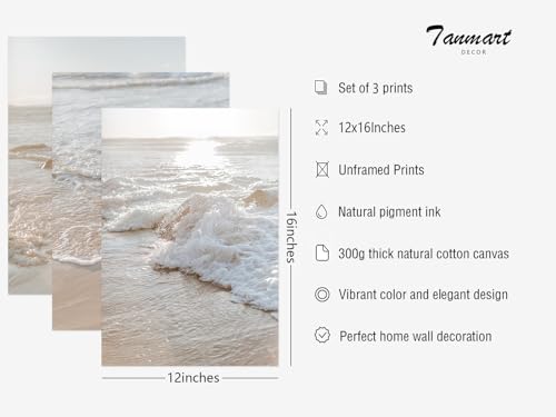 Beach Wall Art Canvas Prints Unframed 12x16 Inch Set of 3 T514594