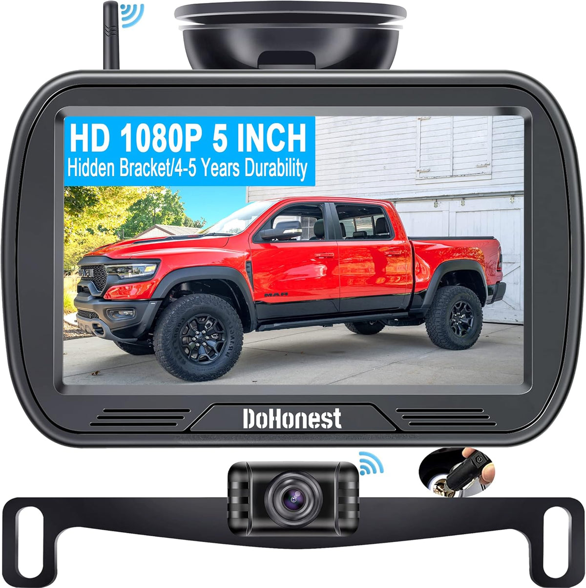Wireless Backup Camera with 5'' Monitor HD 1080P R738