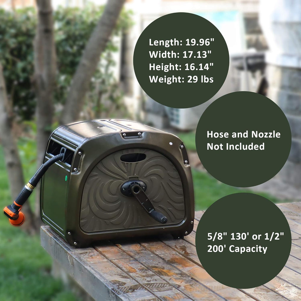 Metal Hose Reel Box with Crank Handle, 150ft Capacity K66259