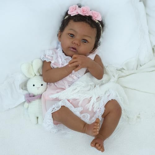 18-Inch Realistic Lifelike African American Handmade Doll A5949