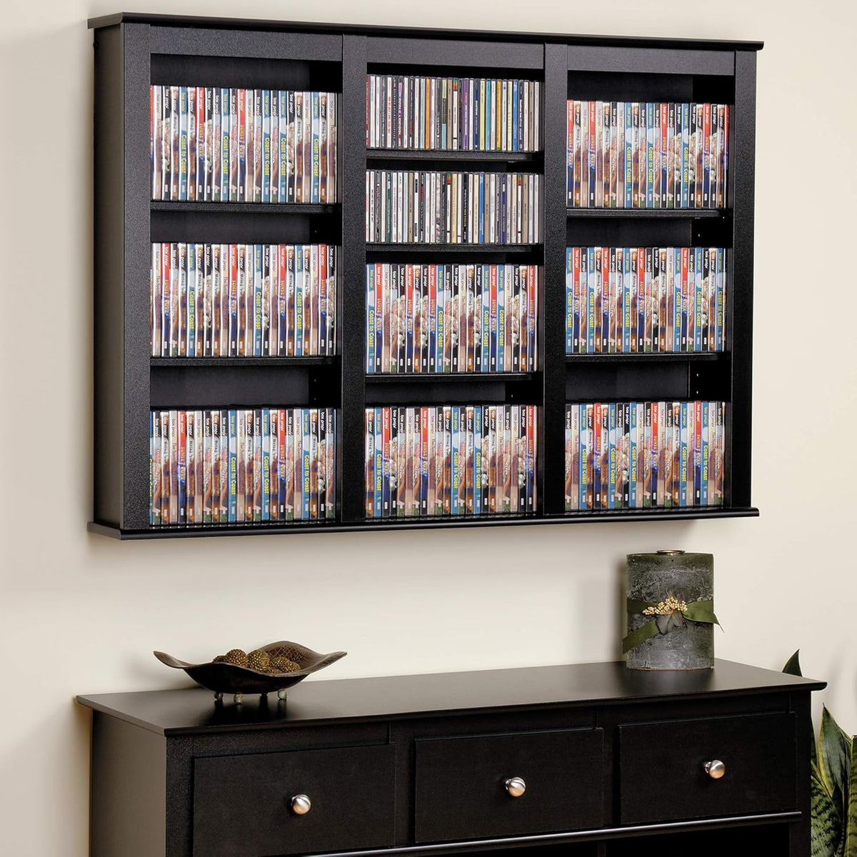 Black Wall Media Storage Rack N364
