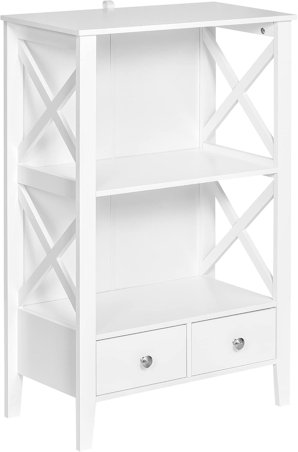 White Freestanding Bathroom Storage Cabinet with 2 Drawers and 3 Shelves A992346