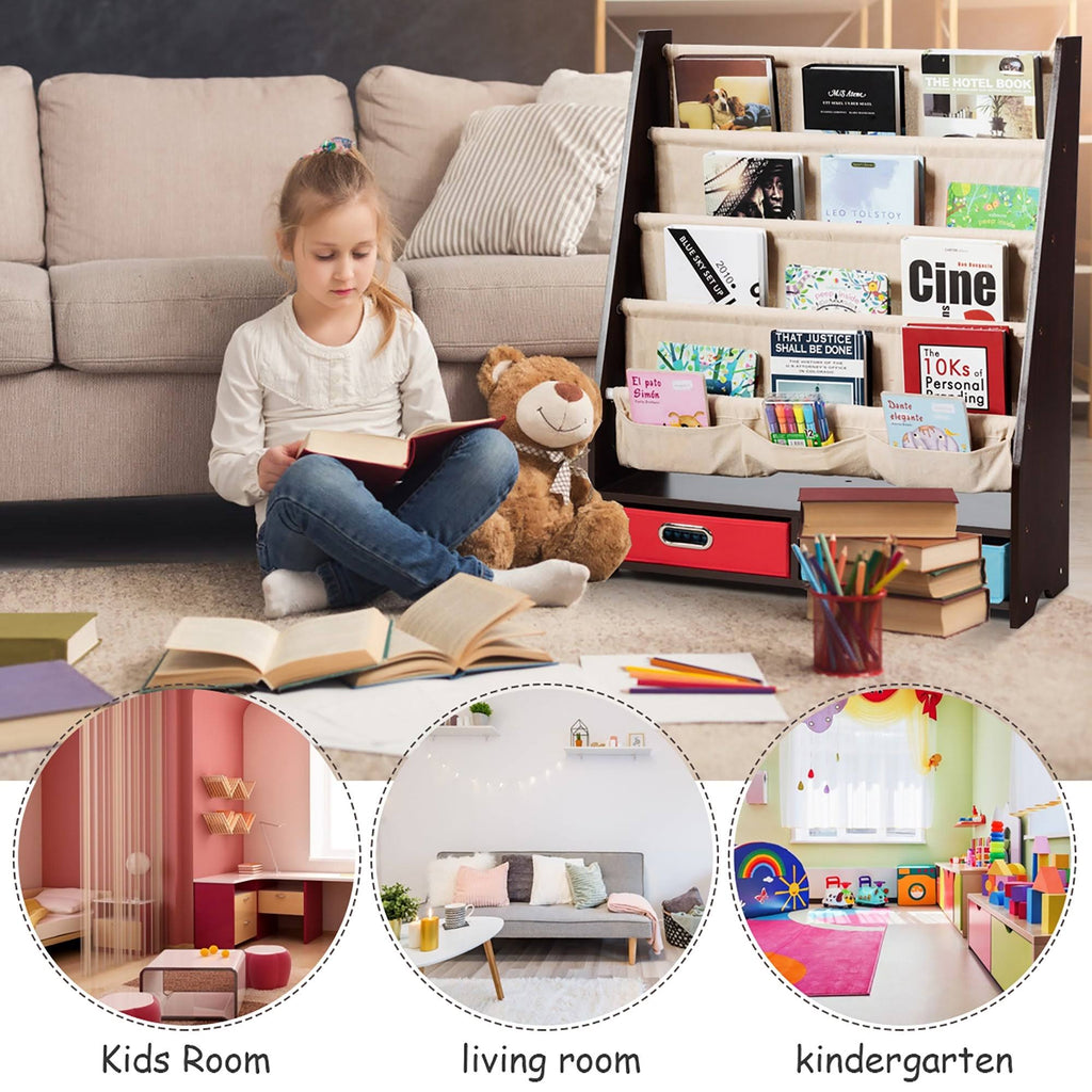 Beige Free Standing Kids Book Rack Bookshelf S94949