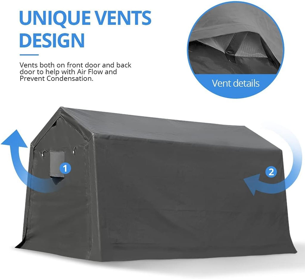 7x12 ft Portable Storage Shelter with 2 Roll up Doors E5351