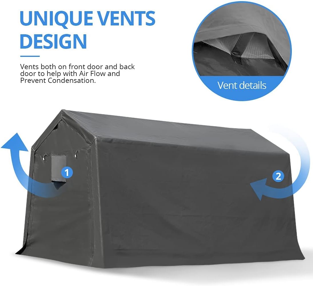 7x12 ft Portable Storage Shelter with 2 Roll up Doors E5351