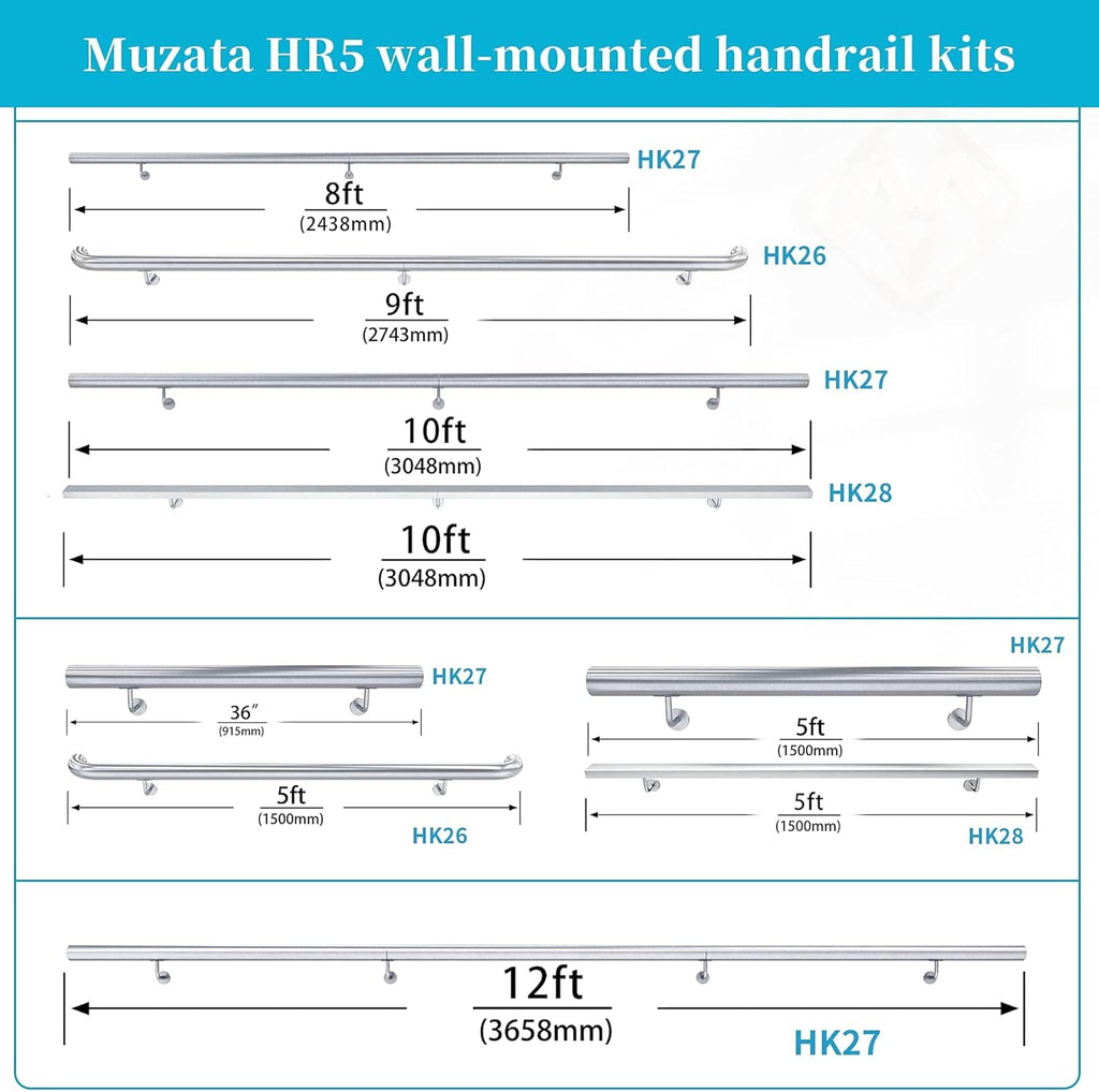Brushed Stainless Steel Wall Mounted Stair Handrail Y3376