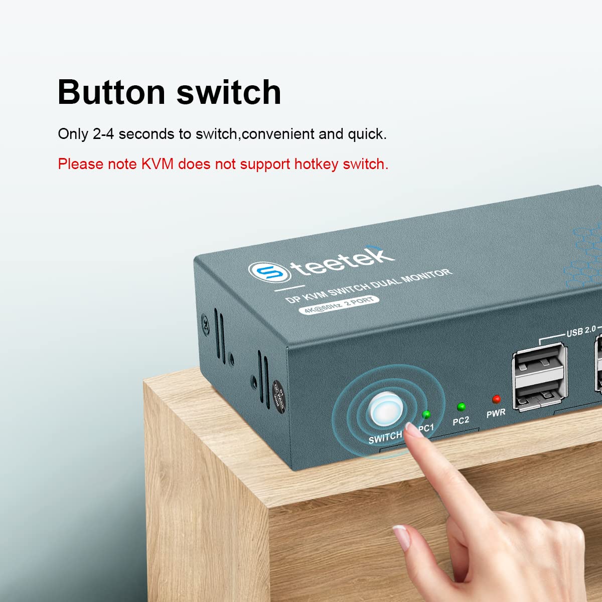 KVM Switch Dual Monitor DP 4K@60Hz with 4 USB 2.0 Hub I9131