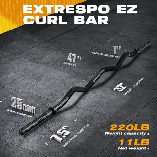 47" EZ Curl Bar Weight Lifting Bar with Star Collars F596238