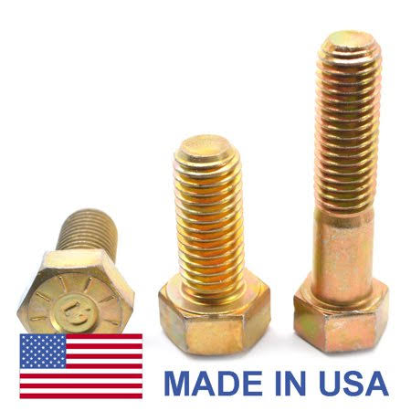 5/8 inch-11 x 10 inch Grade 9 Hex Cap Screw Alloy Steel Yellow Zinc Plated Pk 5 F684
