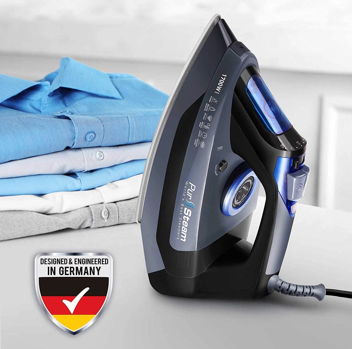 1700W Steam Iron with Stainless Steel Sole Plate A734341