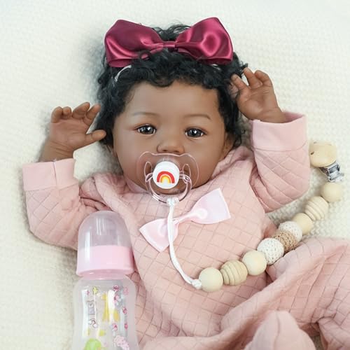 18-Inch Realistic Lifelike African American Handmade Doll A5949