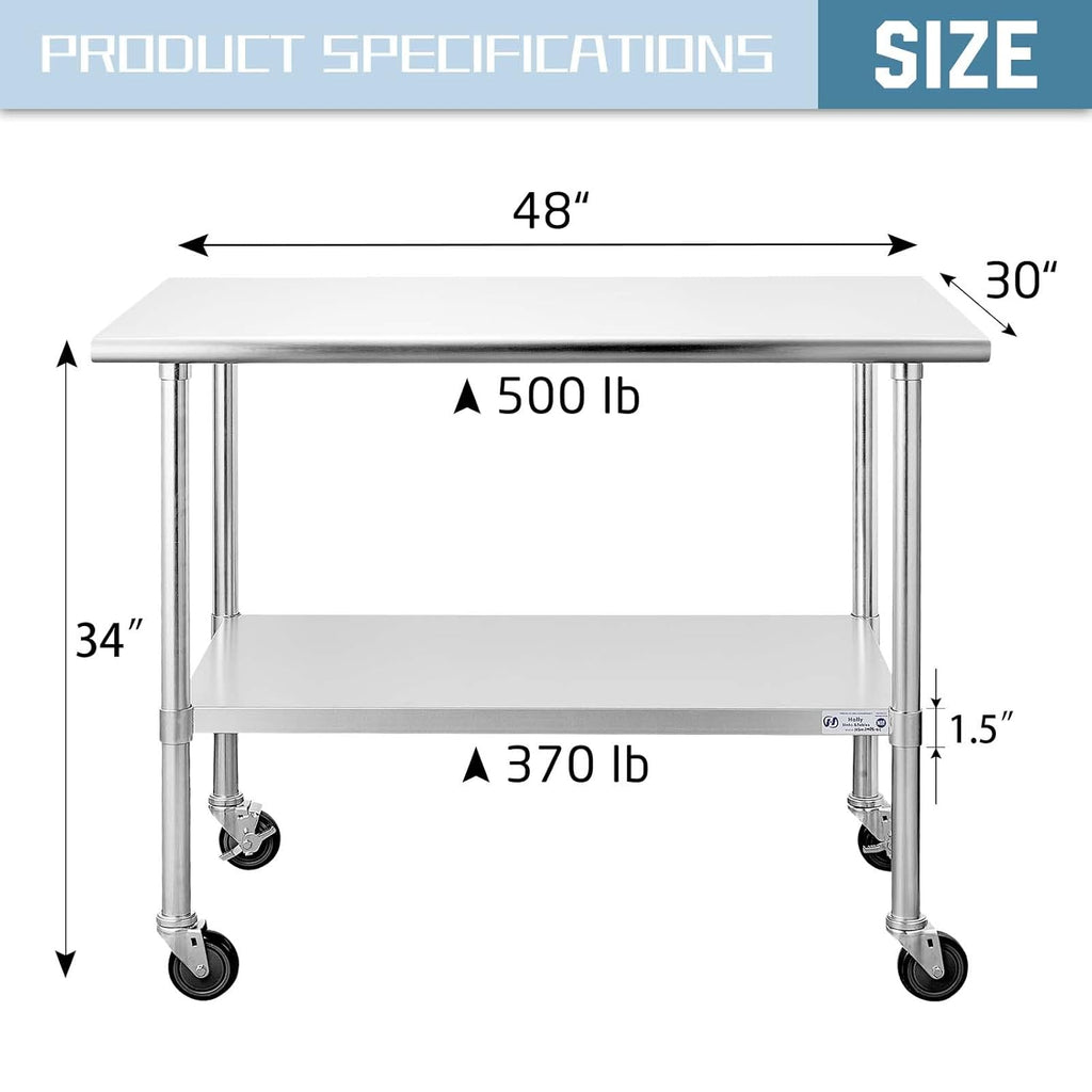 Stainless Steel Table 30 x 60 Inches with Caster Wheels R36181