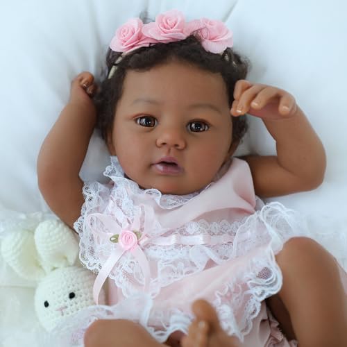 18-Inch Realistic Lifelike African American Handmade Doll A5949
