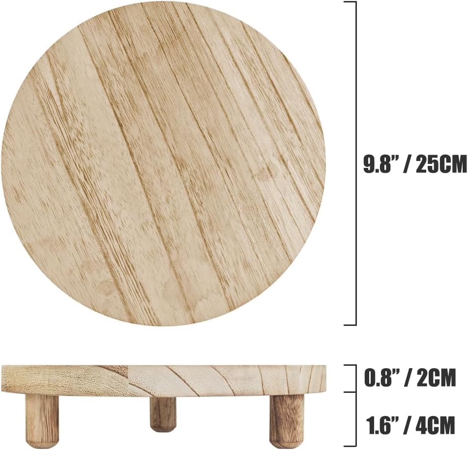 2 Pcs Wood Plant Stand Round Riser Flower Pot Holder C19978