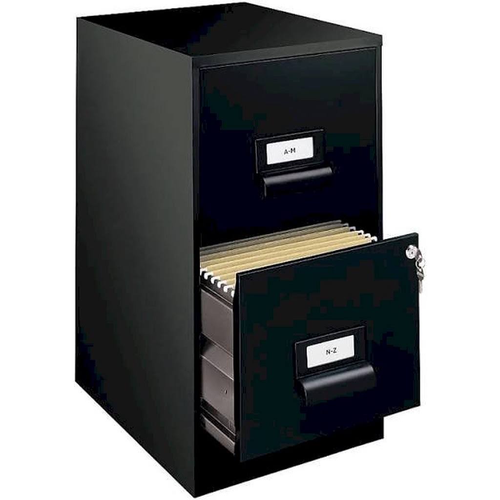 Black 2-Drawer Metal Vertical File Cabinet D5609