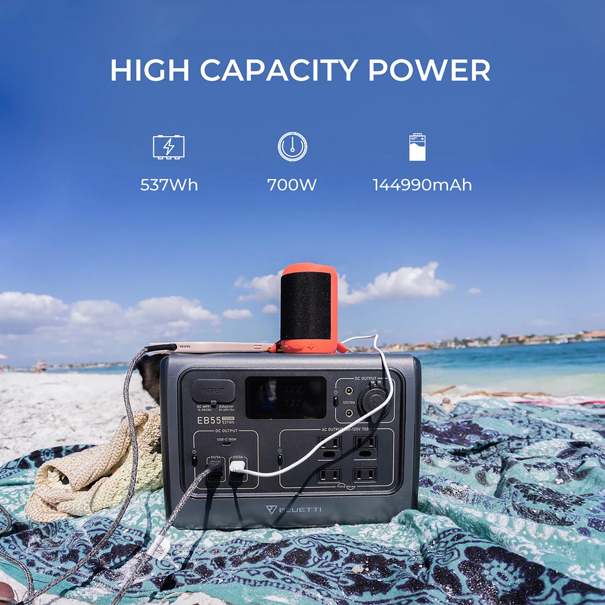 Portable Power Station 537Wh 700W AC Outlets Y919