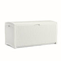 White Wicker Resin Deck Box, 99 Gallon K730