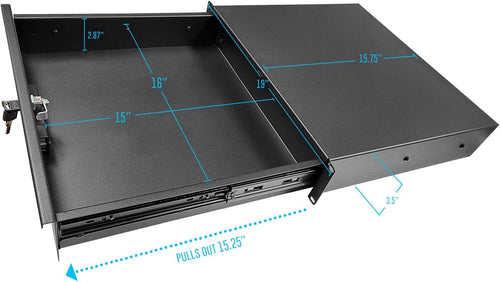 2U Universal Rack Mount Storage Drawer with Lock and Keys Z955046
