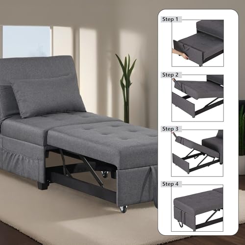 Dark Gray Convertible Sofa Bed with Pillow C88873