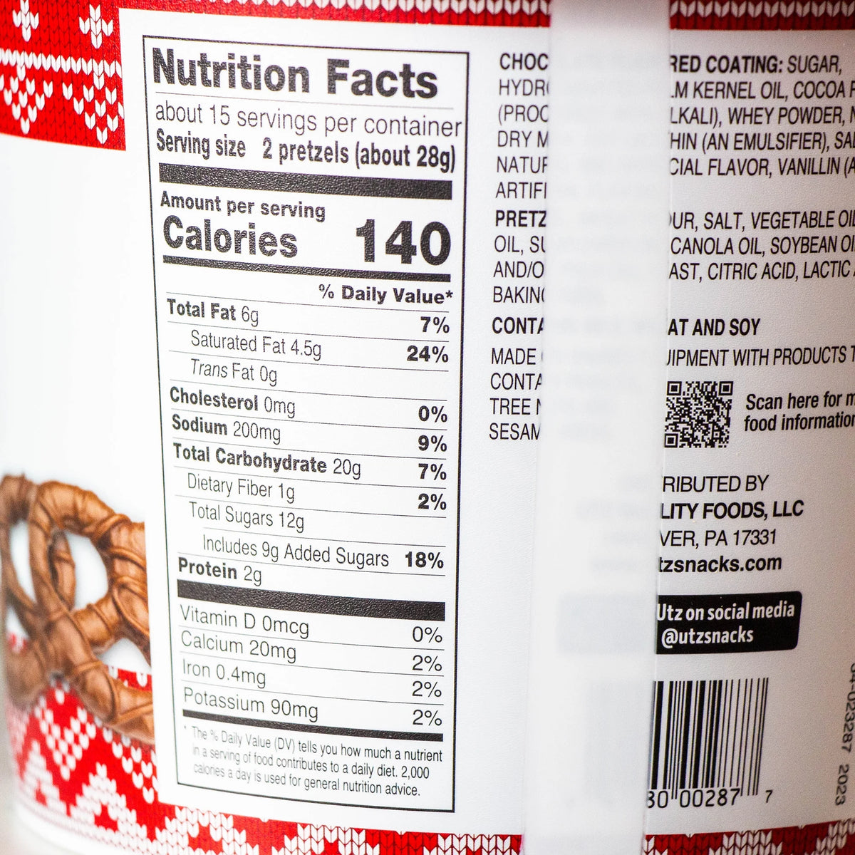 Chocolate Flavored Covered Holiday Pretzels (3, 15oz barrels) - Sweet and Salty Kettle Popcorn (1, 5.5oz) - 4 Items Total Q475674