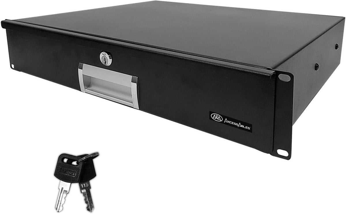 2U Universal Rack Mount Storage Drawer with Lock and Keys Z955046