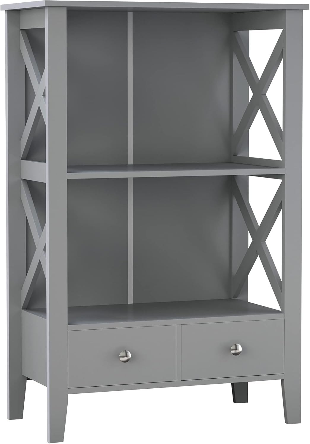 White Freestanding Bathroom Storage Cabinet with 2 Drawers and 3 Shelves A992346