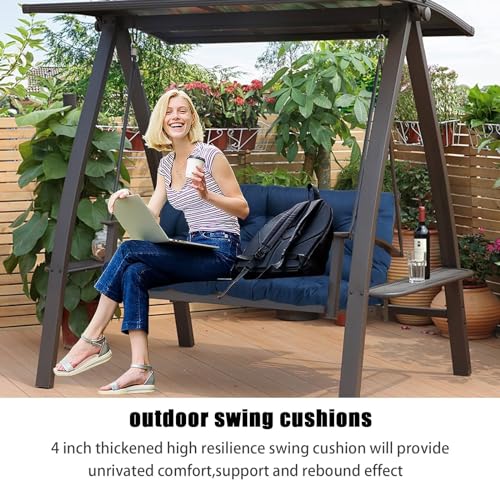 Waterproof Porch Swing Cushion with Backrest and Ties (40 * 60 in) H81654