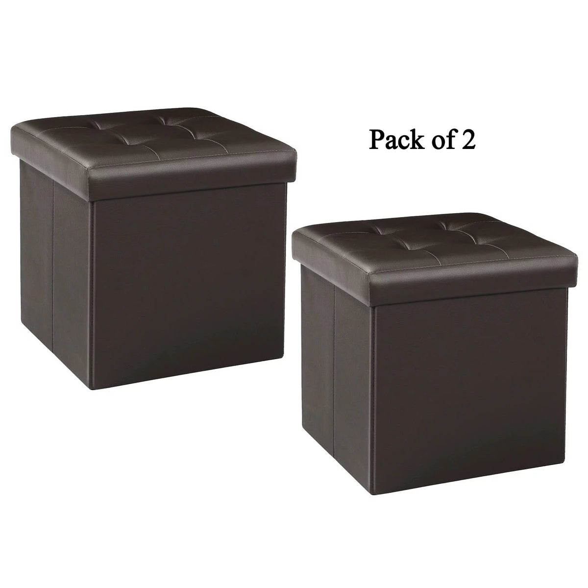 12.6" Pack of 2 Brown Storage Ottoman Cube I403760