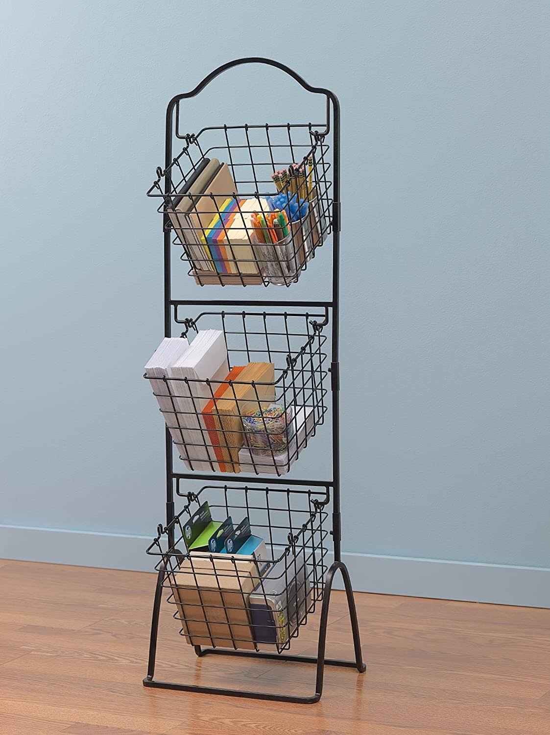 3-Tier Metal Market Basket Antique Black R533012