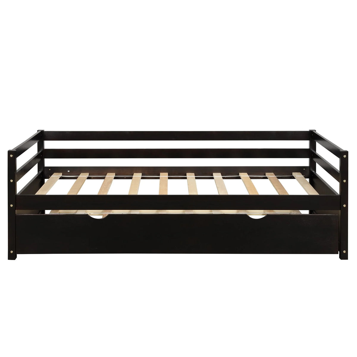 Espresso Twin Size Pine Wood Daybed with Trundle L594