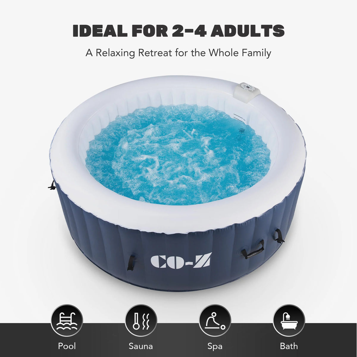 6x6ft PVC Inflatable Spa Tub with 120 Massaging Jets Y677