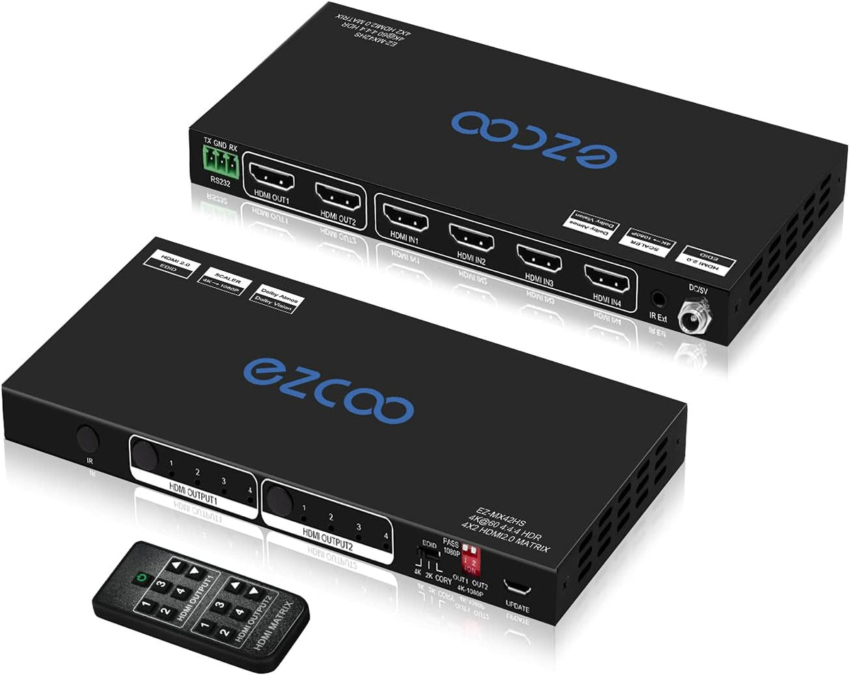 HDMI Matrix 4x2 4K 60Hz HDR 10 EDID Switch J5406